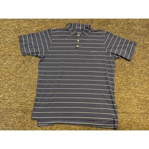 B. Draddy Shirt Men's Blue Stripe Short Sleeve Performance Polo Medium